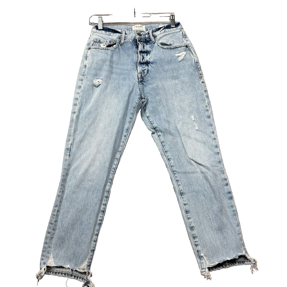 FRAME Le Original High Waist Jeans Clash Ripped Denim Size 26 Button Fly